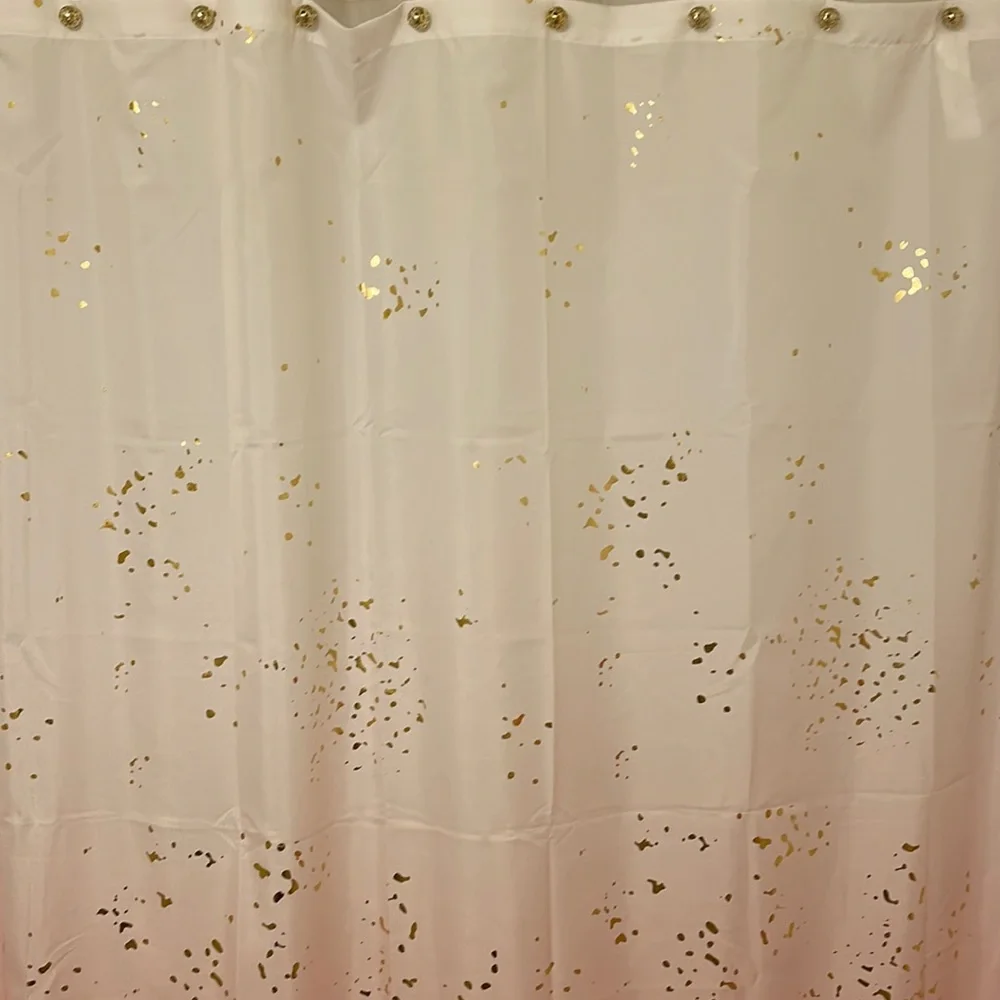 SKL HOME Shower Curtain Size 72 x 70 Color Pink White Gold